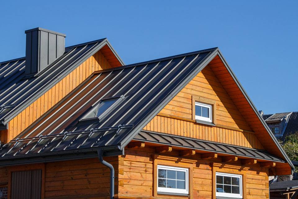 Metal roofing on a modern home in Western Washington